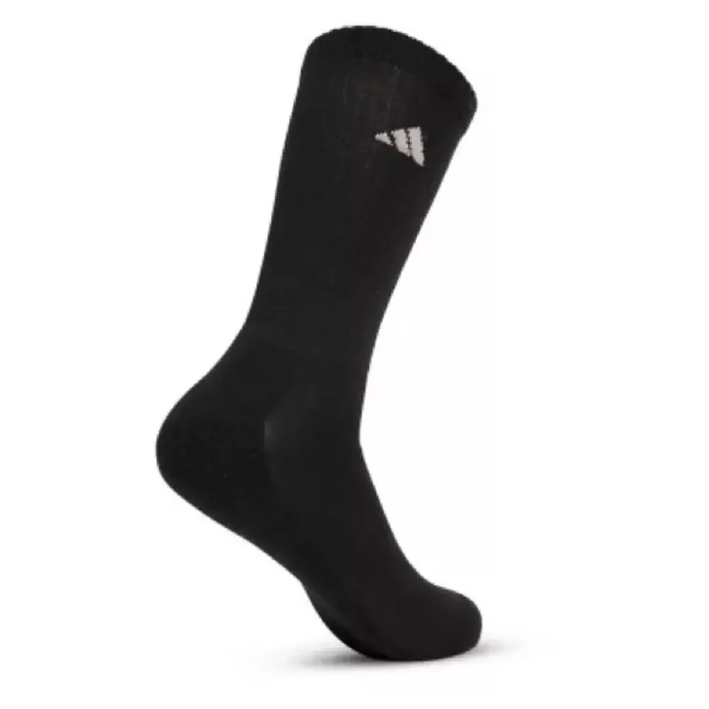 3 NEW ADIDAS Black White Logo Crew Tall Gym Athletic Socks Set Bundle Unisex